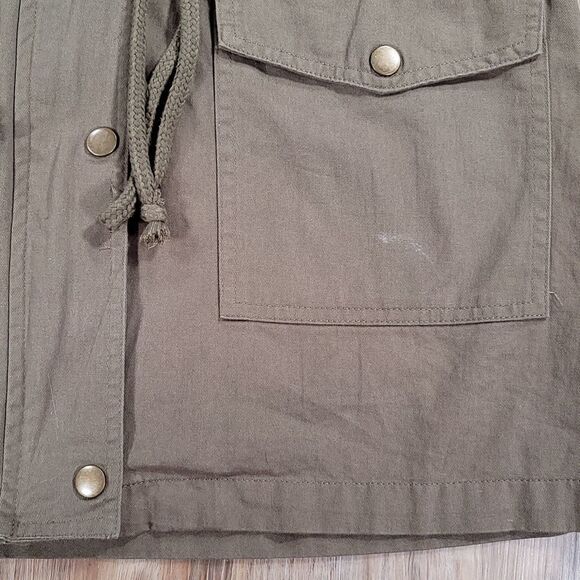 💜Zenana Olive Zipper Front Hooded Sleeveless Utility Jacket Large - Picture 10 of 16